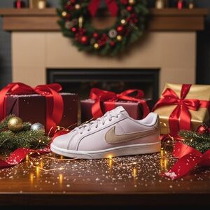 Nike White and Gold Casual Sneakers